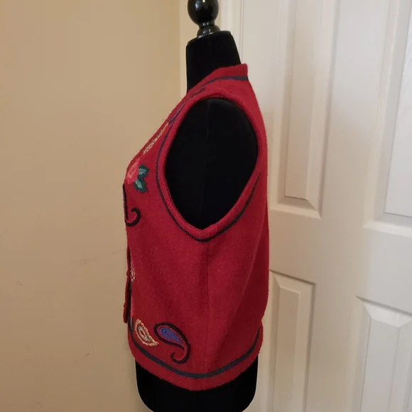 Alfred Dunner Vintage Wool Brick Red Embroidered Floral Paisley & Vest Size S - Picture 2 of 6